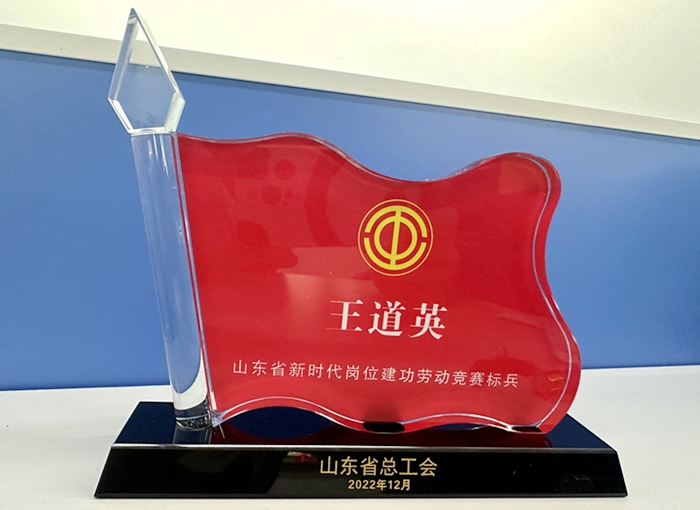 腾博手机官网员工王道英荣获2022年度山东省新时代岗位建功劳动竞赛标兵称号